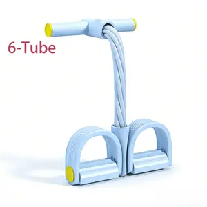 6-Tube Pedal Resistance Band, Portable Fitness Rope for Full-Body Home Gym Workouts – Sit-Ups & Yoga