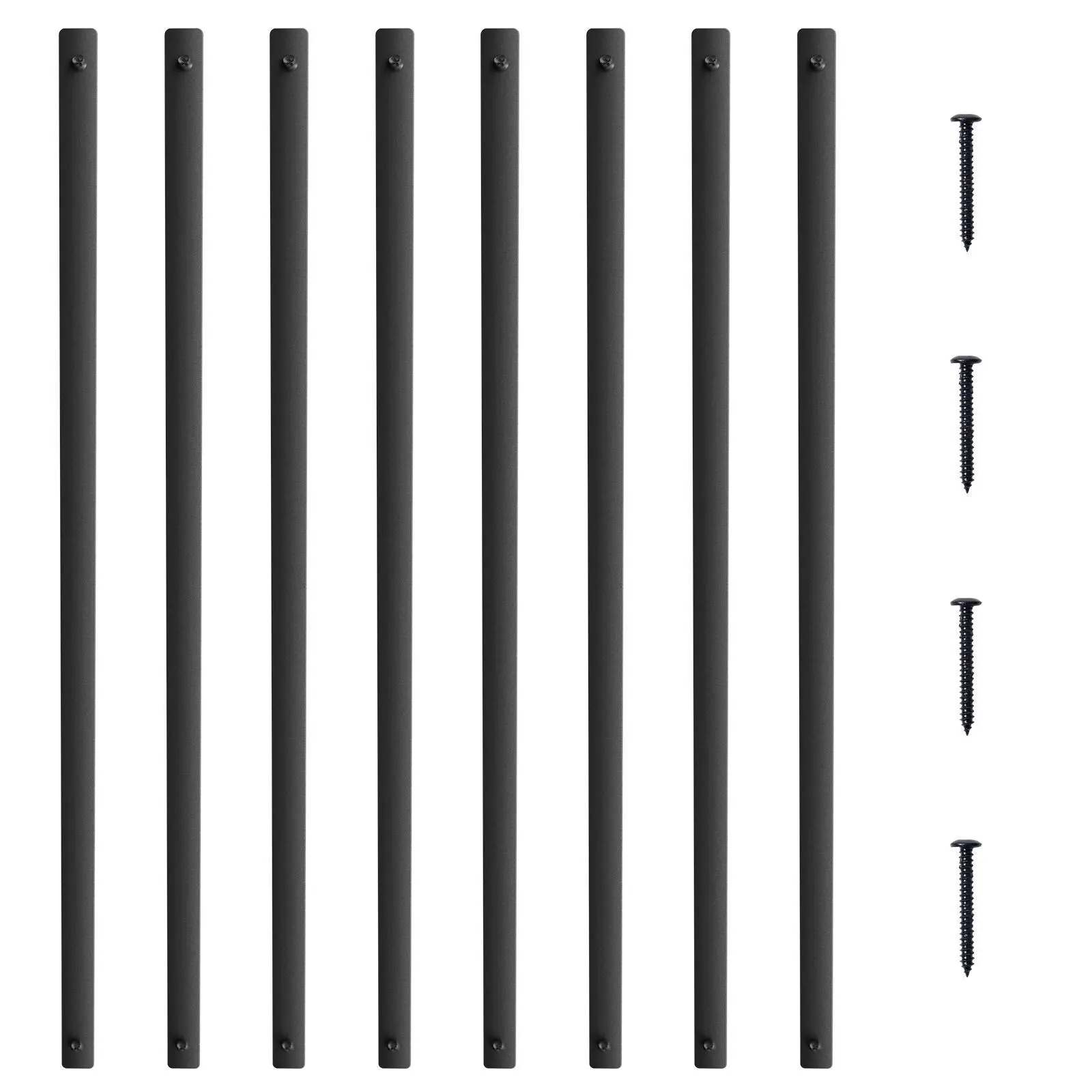 【SummerFinds】VEVOR Aluminium Flat Balusters Kit Pack, 32.28in x 1in Width, 51 Hollow Shafts with 102 Screws, AAMA-2604 Satin Black Powder Coated, Outdoor Safe Railing Support for Decks, Balconies