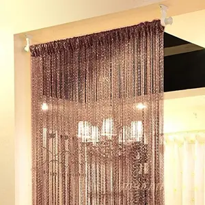 Door Fringe Curtain - Rare Flat Ribbon Door String Curtain with Tassel, Dark Brown, 2 Pack for Party Events