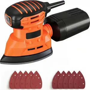 【SUMNEW-US】Electric Sander & Grinder with 12 Sandpaper Sheets, Dust Collection System - Corded Electric Tool Suitable for Paint Removal, Wood & Steel Preparation, Compatible for Small Space Sanding, Polishing, Grinding (for home DIY &)