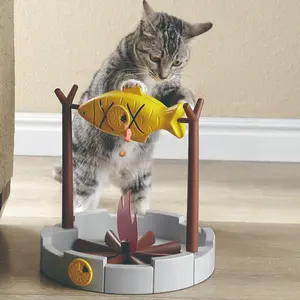 Interactive Cat Treat-Dispensing Cat Toy- 11"H, Dispensing, Small, Grilled Fish Toy automatic
