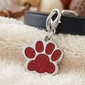 Customizable Engraved Pet ID Tag with 7-Color LED Light, Zinc Alloy Quick-Release Lock, Reflective Night Safety Pendant, Multi-Functional Keychain & Dog Collar Charm