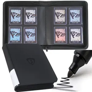 Toploader Binder Trading Card Holder, Trading Card Album, Holds Up to 128 Cards, 4 Pocket Design with Sleeves for 3x4 Inch Rigid Toploaders, Durable Case