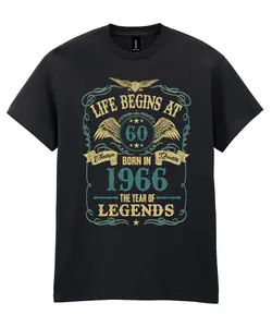 Life Begins at 60 T-Shirt Mens Funny Born In 1966 60th Birthday Gift for Him Dad