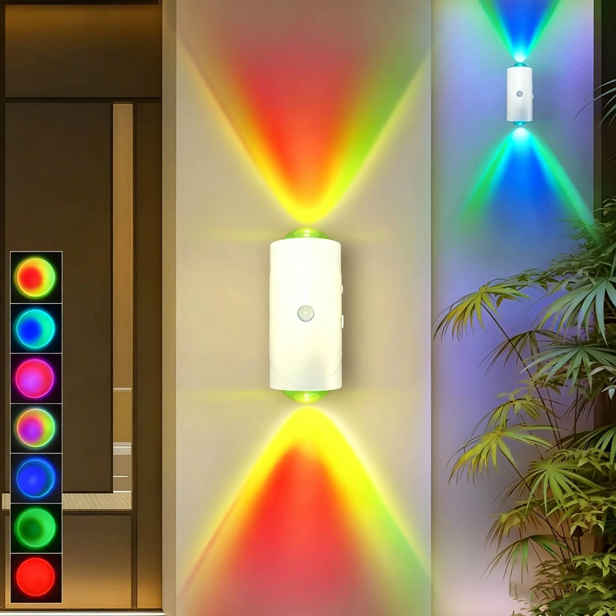 Rechargeable Motion Sensor LED Wall Sconce Night Light - USB-C Powered, Magnetic Reposition Mount, 7 Single Colors, 8 Lighting Modes, 1500mAh, 30H Illumination, 2 or 4 Pieces, Bedroom Steps Living Spaces Decor, Festive Holiday Gift
