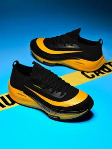 men's fashionable lace up running shoes, casual breathable lightweight shock absorption sneakers, outdoor sports running shoes for men