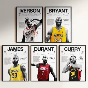 [SALE UP TO 41%] [UNFRAMED] Kobe LeBron Curry Durant Iverson Poster Bundle, Basketball Legends Wall Art for Fans Home Decor and Sports Gift