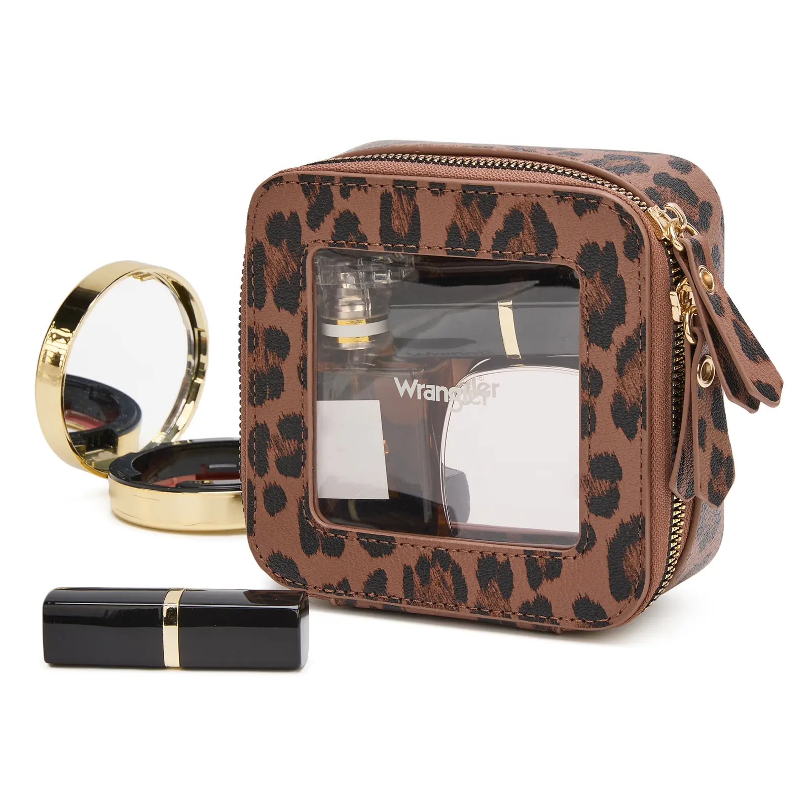 Wrangler Mini Clear Makeup Bag Travel Cosmetic Bag Portable Make Up Toiletry Organizer for Women