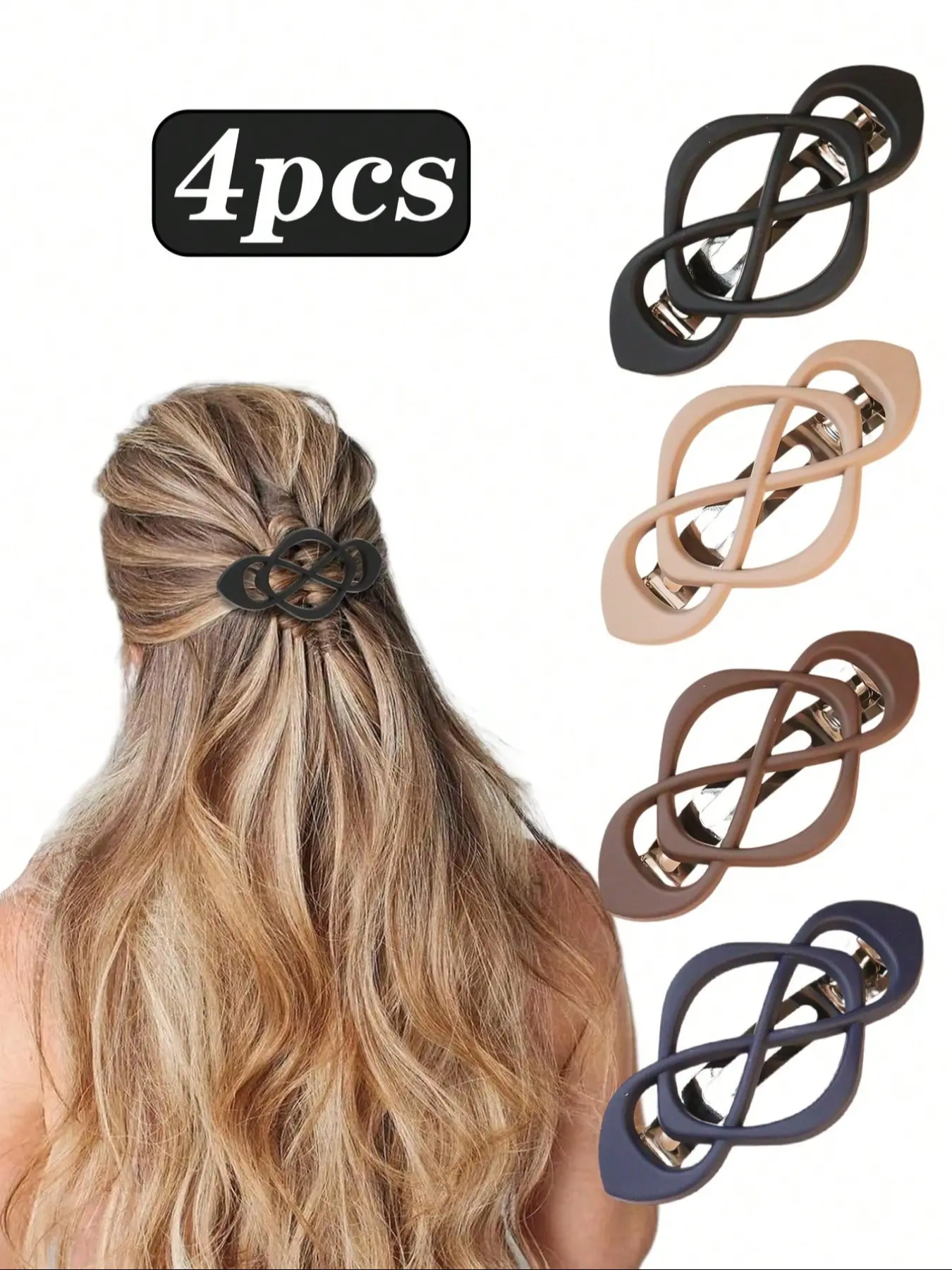 4pcs Stylish Hair Barrettes for Women & Girls, 4-Pack French Style Clips for, Thick/thin/long/short Hair, Vintage Design Accessory Set, Super Cute Clips, Hair Clips for Styling, Fashion Hair Accessories