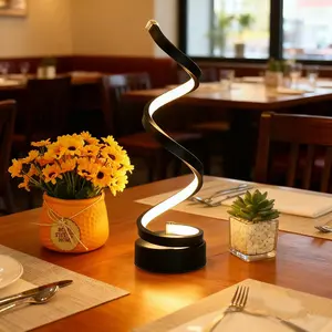 Spiral LED Desk Lamps USB Plug-in Black Dimmable Metallic Bedside Lamp with Touch Controller 3 Color Modern Table Lamp Decorative Lamp for Home Living Room & Office