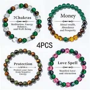 PETRALUNE Four-Piece Stretch Bead Bracelet Set — women’s jewelry, men’s jewelry, women’s accessories; money bead bracelets symbolize enhanced personal strength, promote health, attract blessings, and showcase elegant radiance.