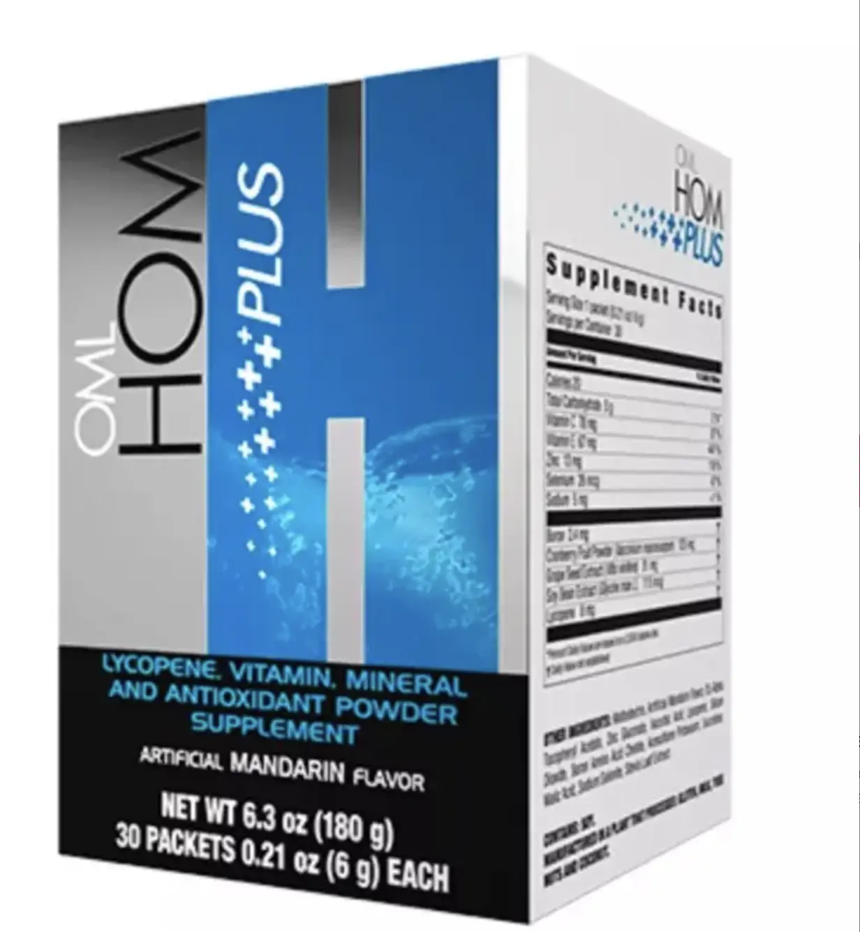 OML Homo Plus Mandarin Flavor net wt 6.3oz 180g | box with 30 packets 0.21oz (6g each)