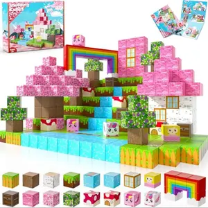 100pcs Kids Building Blocks DIY Unicorn Theme Cube Stem Sensory Toy, Magnetic Building Set, Perfect Christmas & Birthday Gift for Girls Boys Ages 3-10, Creative Magnetic Blocks