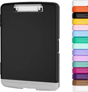 Clipboard with Storage, 8.5 x 11 Organization Box with Pen Holder and A4 Legal Paper Folder, Folio & Side-Opening, Low Profile Clip,for ,Teachers, Size 14 x 9.6 x 1.2 in, Black