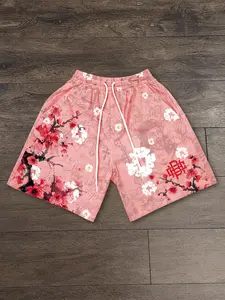 Jesus Shorts Unisex Multi-Color, Cross Print Floral Tropical Summer Shorts, Christian Full Print Summer Beach Pants Men, European and American Streetwear Trendy Casual Shorts 2026 New Style