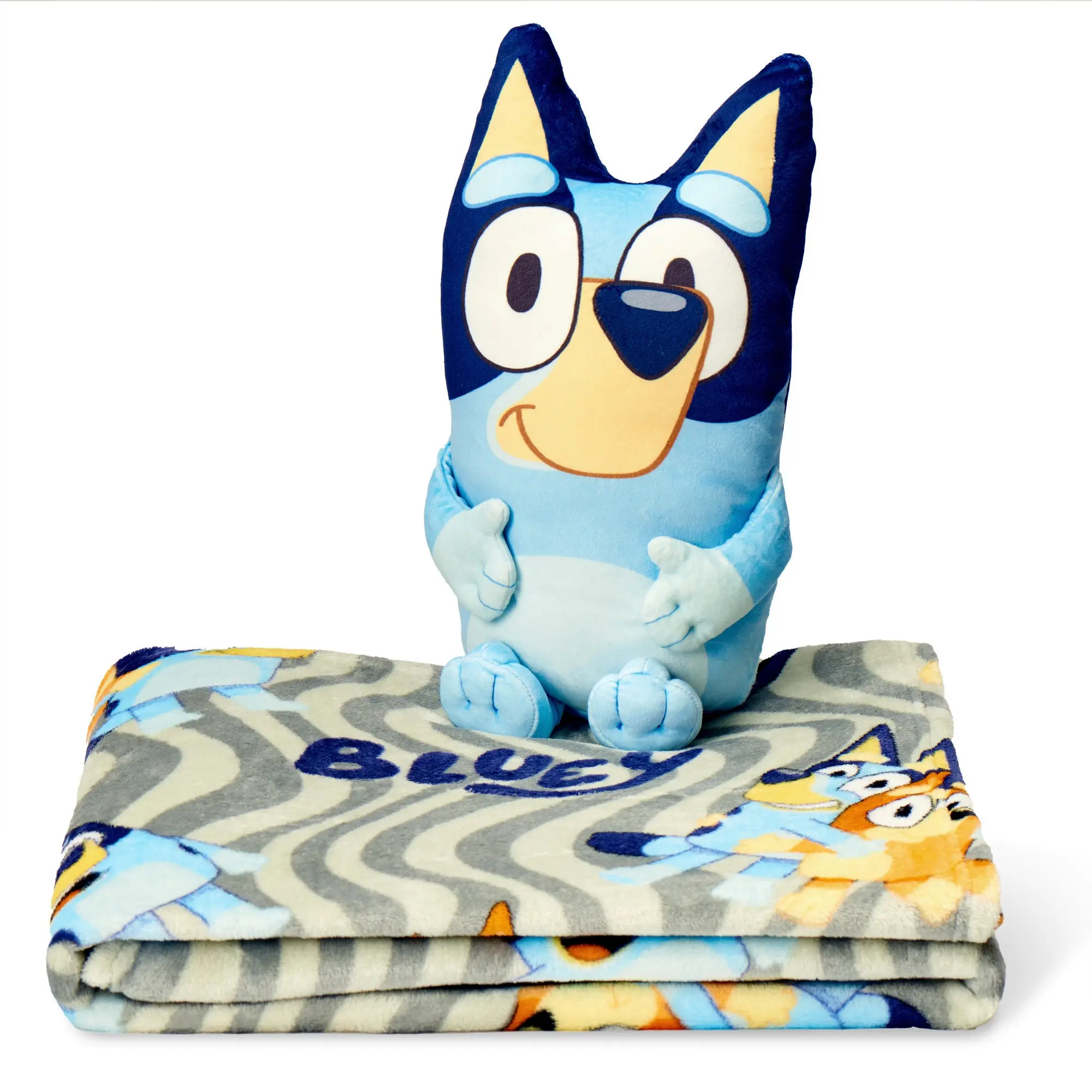 BBC Studios Bluey Silk Touch Soft Texture Throw Blanket & Hugger Set Pack - 50x60 in Blanket, 11 in Hugger