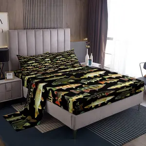 Feelyou Vintage Pike Bedding Set - Bedding Supplies with Deep Pocket Fitted Sheet, Breathable Sheets, Fishing-Inspired Linens for Kids
