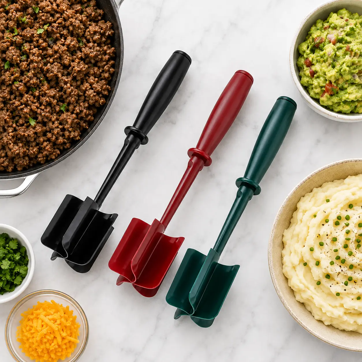 Meat Chopper for Ground Beef, Heat Resistant Nylon Masher and Shredder for Hamburger, Turkey and More, Also for Guacamole and Mashed Potatoes