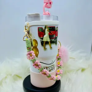 Personalized Tumbler Custom Picture Cup with Photo Names Lid and Straw Customized Skinny Tumblers Featuring Unique Keychain and Floral Design