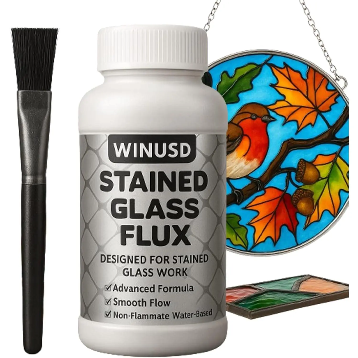 8 oz Water-Based Liquid Soldering Flux for Stained Glass Work and Electrical Repair - Compatible with Copper, Zinc, and Lead, Copper/Zinc/Lead