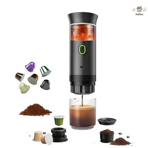 Cordless Electric Espresso Machine Travel Coffee Maker Car Office Self-Heating USB-C Rechargeable 60ml Capacity 20-Bar Pressure Rich Crema Ideal for RV Hiking Multifunction Portable Ground Coffee Capsule Thanksgiving Christmas