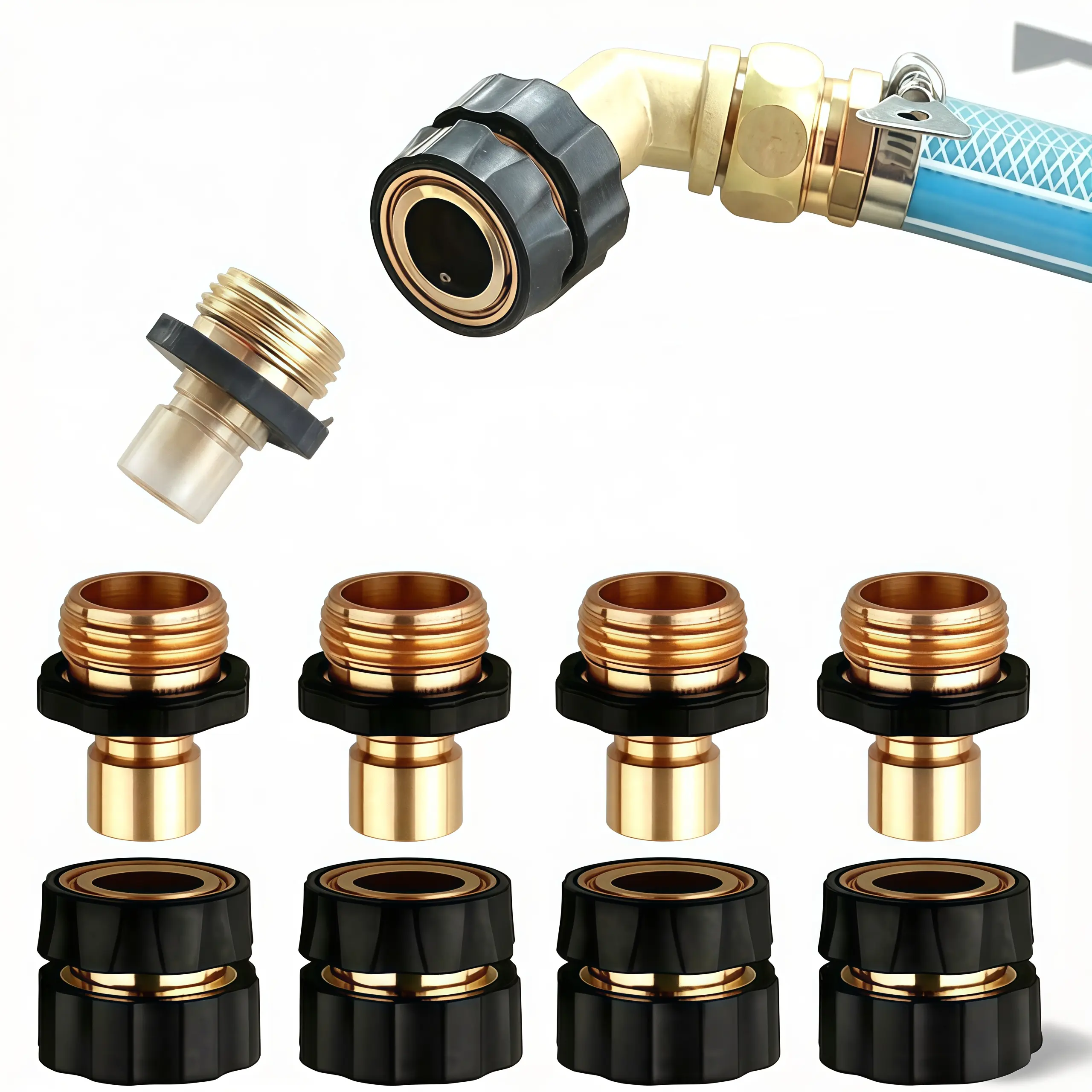 Must-Have Garden Hose Connector Kit! 4-Pack Quick Connect Fittings with 3/4" Male & Female Adapters, Easy Disconnect Parts for Sprinklers, Pressure Washers, Camping & Outdoor Use quick connector