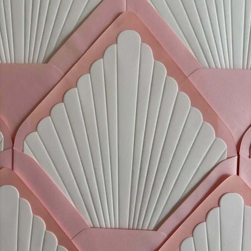 Seashell Scalloped Letterpress A7 Wedding Envelope Liners