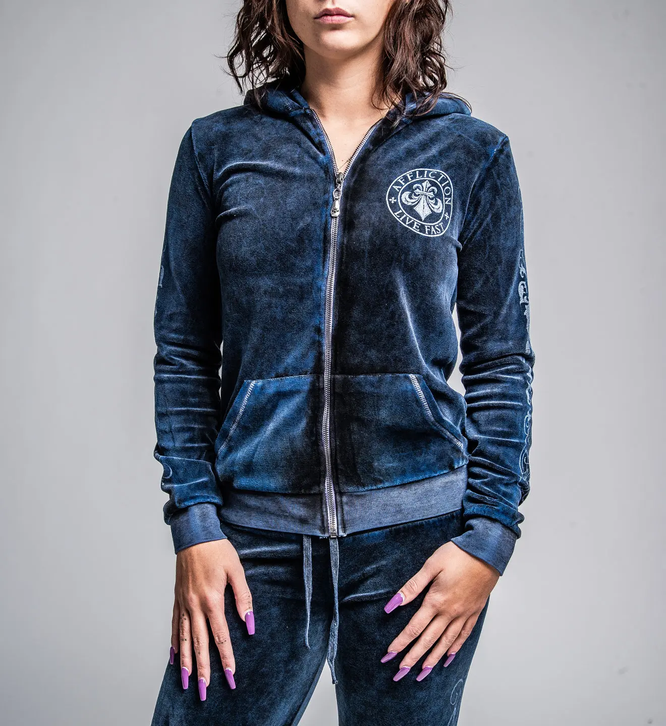 Affliction Women's Zip-Up Hoodie Simulation