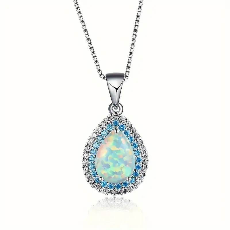 Drop opal necklace, stylish and charming design style everyday wear jewelry, Christmas, Valentine's Day, the perfect gift for birthdays
