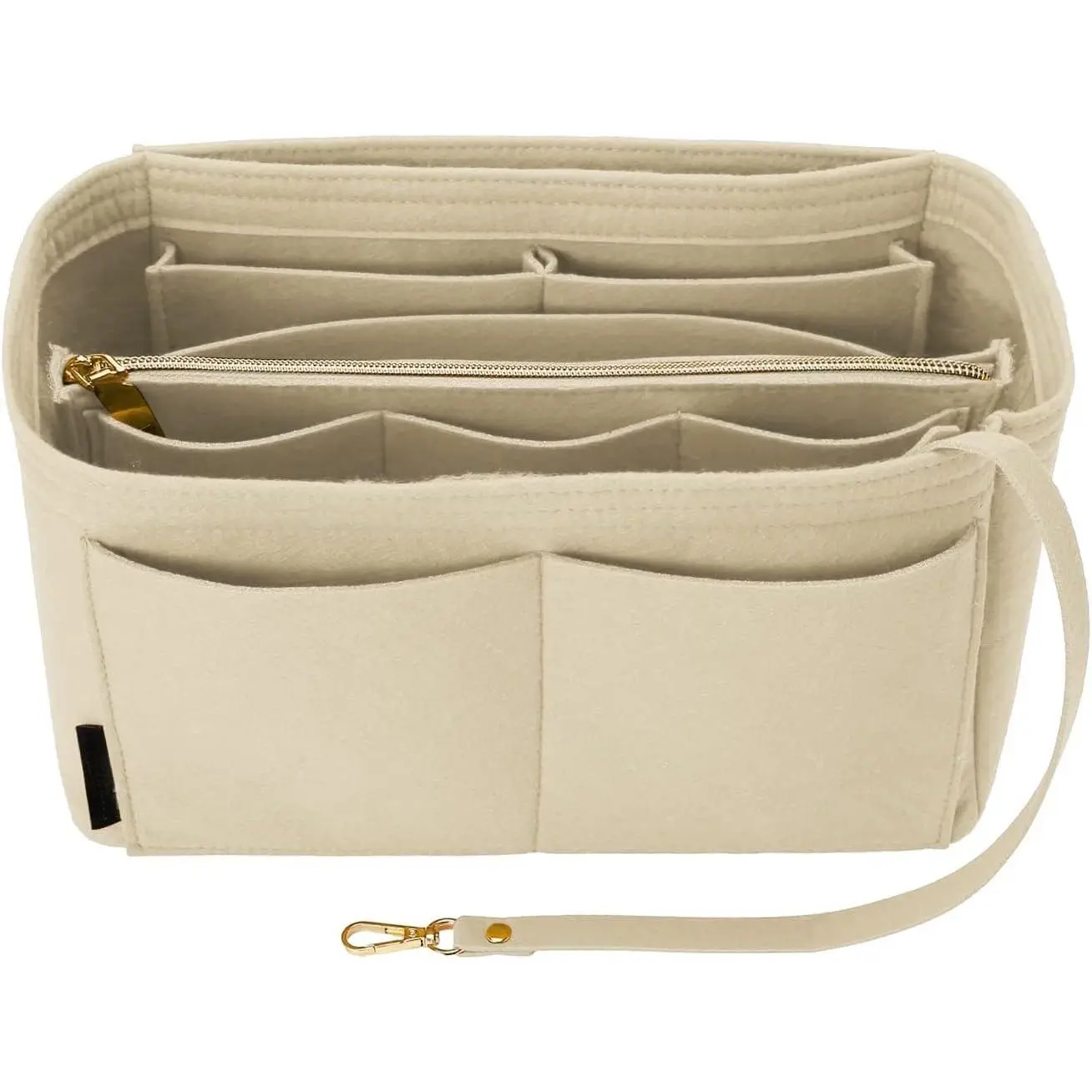 Purse Organizer Insert for Handbags, Softened Felt Bag Insert Organizer for Tote, Compatible with LV, Coach, MK, Kate Spade, Goyard, Longchamp (Beige, Medium)