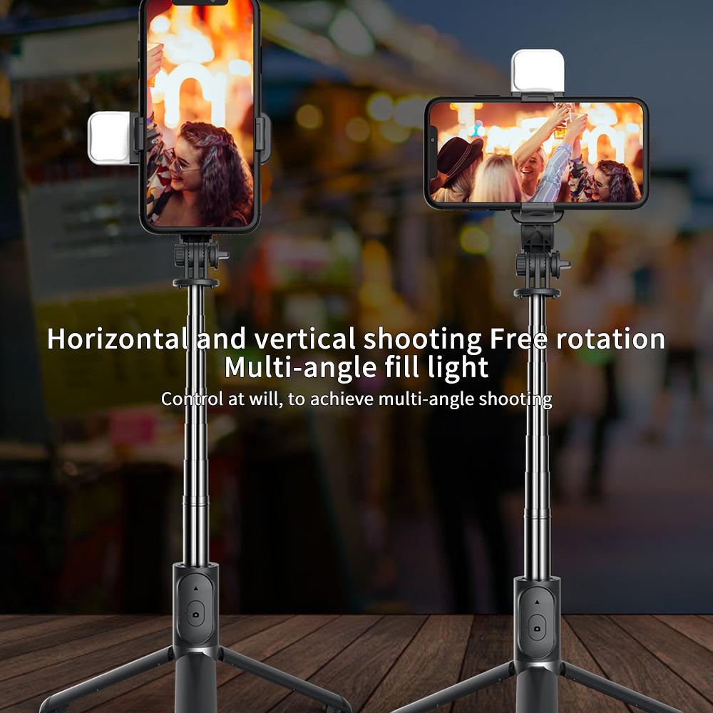 41-Inch Selfie Stick Tripod with Rechargeable Fill Light and Bluetooth Remote, Extendable Phone Tripod Stand, 3 Light Modes and 9 Brightness Levels for Vlogging, Live Streaming, iPhone & Android