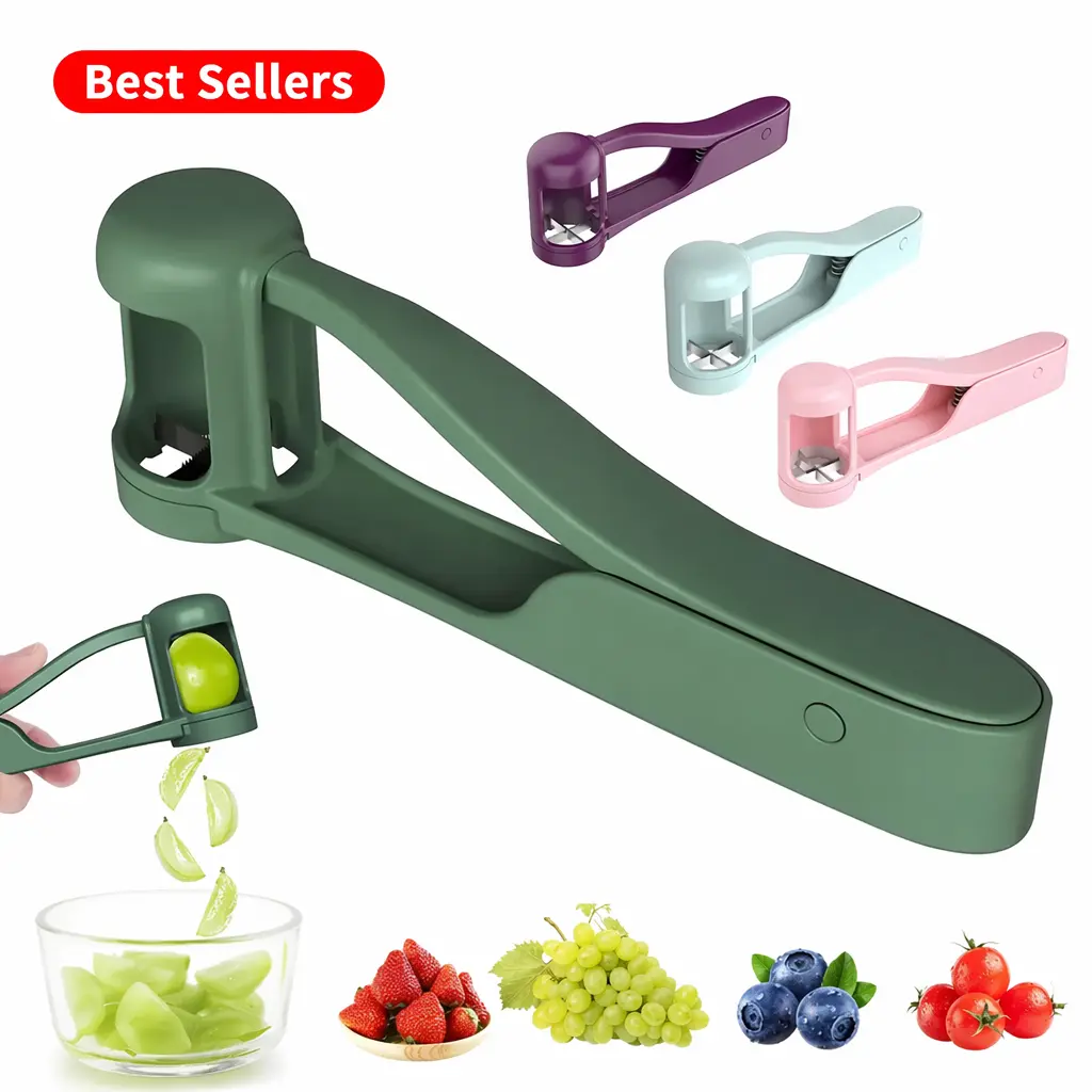 Grape Cutter Grape Slicer for Toddlers,Grape Cherry Tomato Strawberry Cutter Quarter Slicer tool For Vegetable Fruit Salad Cake Decoration,Stainless Steel kitchen Gadget Fruit cutter