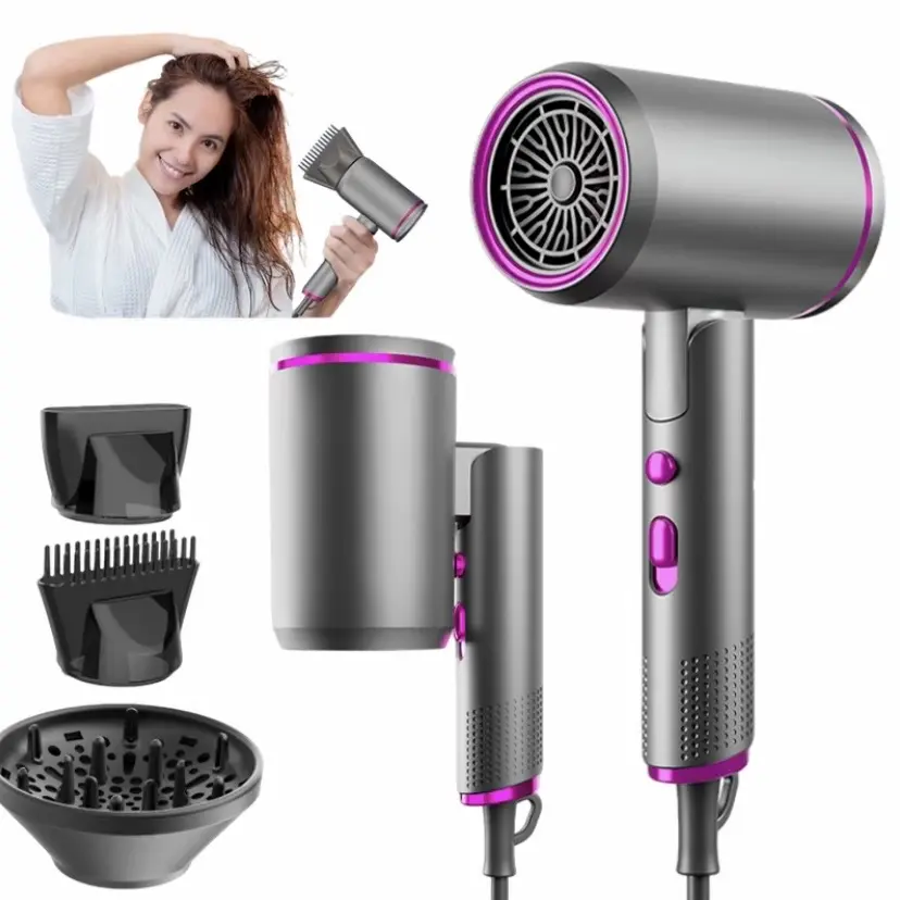 Professional Ionic Hairdryer Kit - 2400W Fast Drying Diffuser Hair Dryer with Hair Dryer Diffuser for Bouncy Curls, Concentrator for Blowouts, Heat Protection, Adjustable Speed Styling Tool for Home/Salon Use, Mother's Day Gift