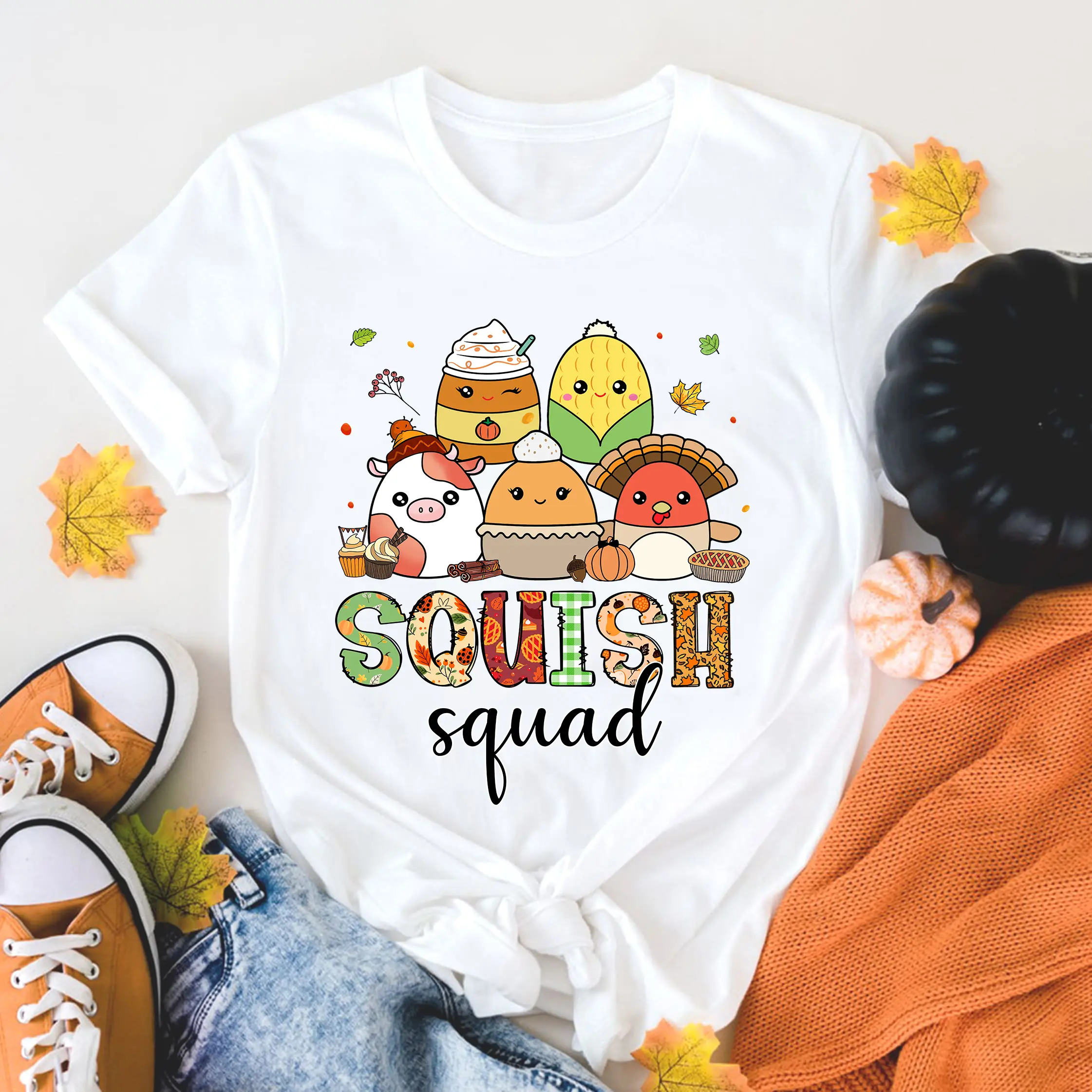 Thanksgiving Squish Squad Shirt, Squishmallow Turkey Shirt, Squishmallow Pumpkin Shirt, Squishmallow Kids, Squish Thanksgiving Party Gift