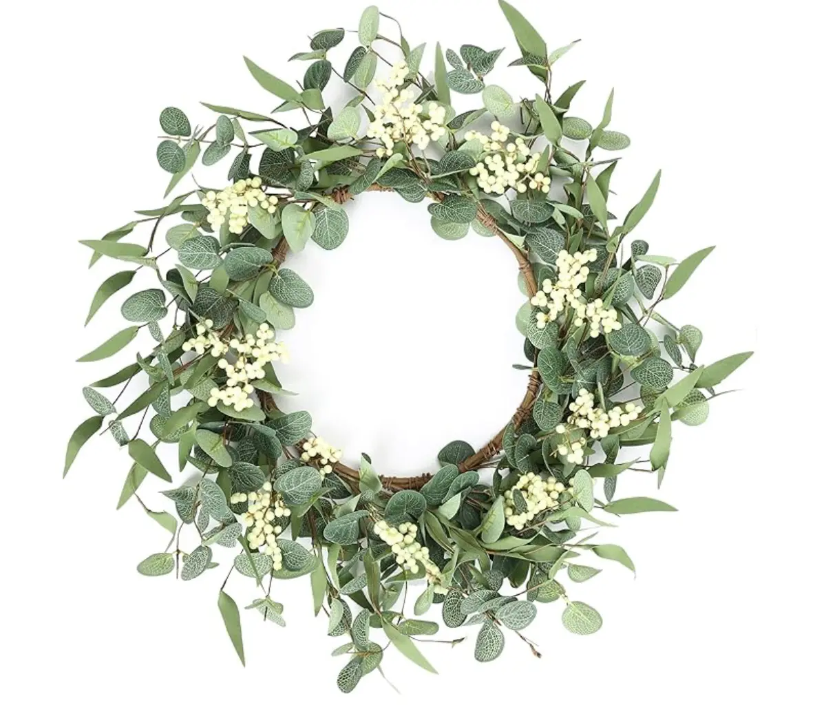 Pinkpum 20in Eucalyptus Wreath - Front Door, Porch Decor for Home, Farmhouse - Green All-Season Festive Home Supply gift countdown chicago
