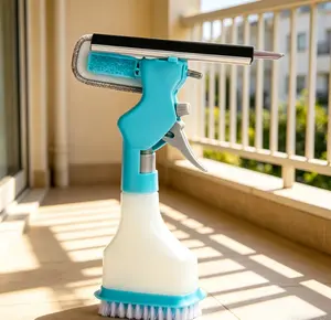4-in-1 Glass Cleaning Tool Kit with Spray Squeegee & Scrubber - Streak-Free All-in-One Window Washer for Home & Daily Cleaning