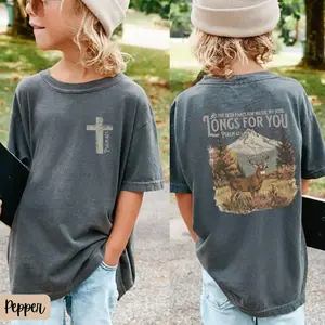 Christian Deer Hunting Toddler T Shirt, Boy Gift for Religious Hunter, Bible Verse Whitetail Kids Tee