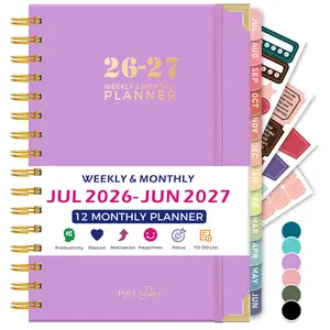 2026-2027 Academic Planner, Jul 2026 - Jun 2027 Weekly & Monthly Calendar Planner with 12 Monthly Tabs, Ruler, 4 Planning Stickers, Spiral Bound Daily Agenda Book for Teachers Students, 5.7" X 8.4"
