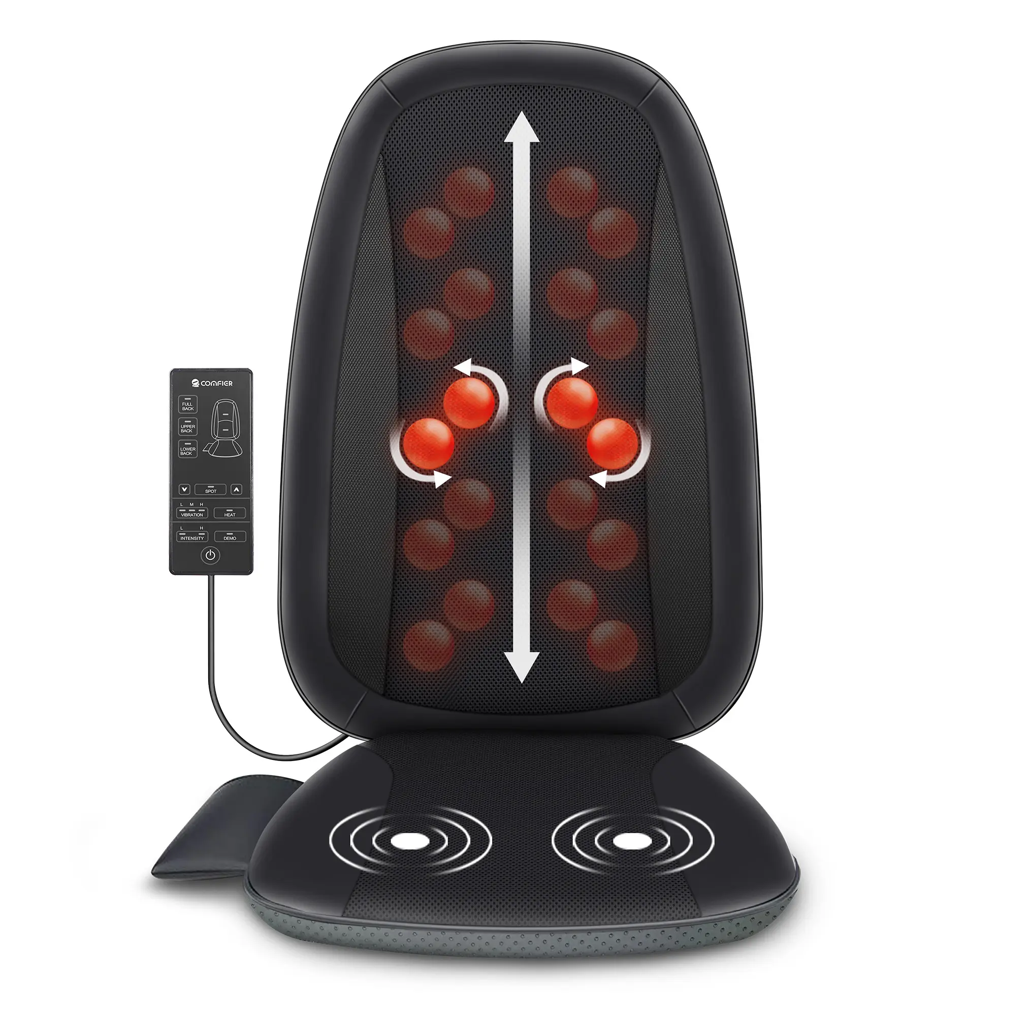 COMFIER Adjustable Back Massager Chair Pad - Full Back & Spot Massage, Electric Heated Seat Cushion, Heating Pad for Low Back Pain Relief, Massage Devices for Office/Home, Ideal Gift