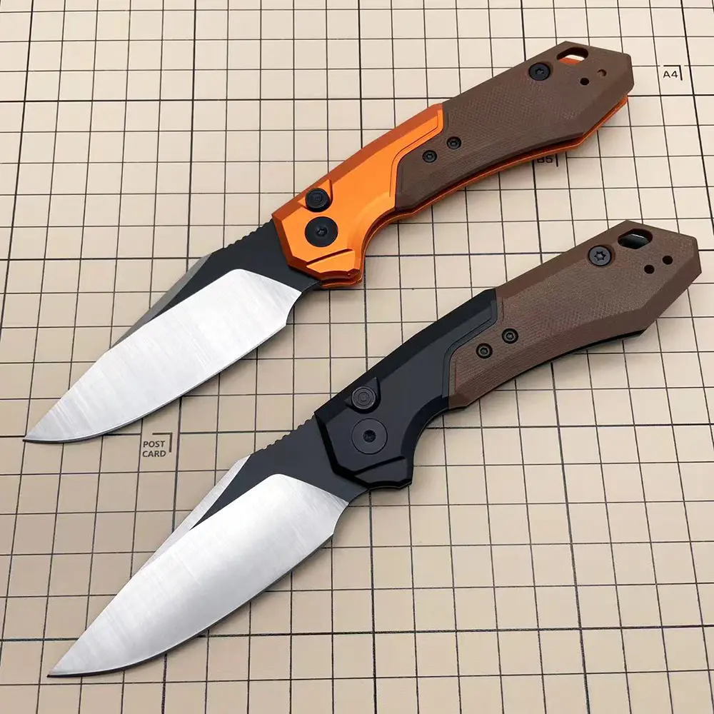 Folding Pocket Knife for Adults - 3.2" CPM-154 Steel Drop Point Blade, Button Lock Outdoor EDC Survival Tool with G10 & Aluminum Secure Grip Handle for Camping, Bushcrafting, Daily Household Use, Camping Blade, Survival Equipment, Outdoor Survival Supplie