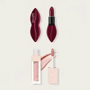 Cmaadu Lipstick & Lip Gloss Bundle, Radiant Finish Lip Balm 3.5g, Moisturizing Gloss 5ML, Long-Lasting, Non-Sticky, All Skin Types
