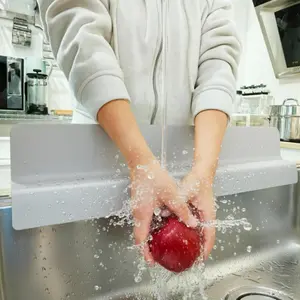 Sink Splash Guard for Kitchen, Splatter Screen & Silicone Water Guard with High Wall, Sink Edge Protector Backsplash Guard Easy to Install Clean for Faucet Countertop (Gray, 23")
