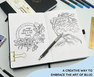 Premade Undated A5 Bullet Dotted Journal Planner | 230 Hand Drawn Pages | Unique Monthly themes & Weekly Spreads