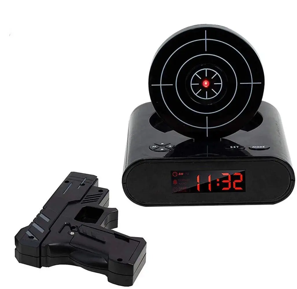 Creative Alarm Clock Shoot at the Target Novel Shooting Toy Bedroom Lazy Person Wakes up Alarm Clock Living Room Decoration NONE