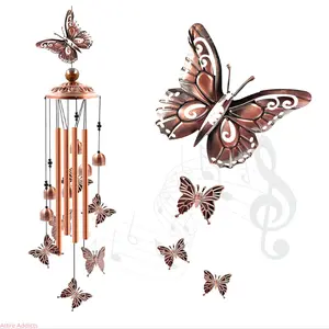 Aluminum Butterflies Wind Chimes With Retro Design And S Hook For Melodic Clear Sound Weatherproof Durable For Patio Garden Outdoor Decoration As Heartfelt Memorial Gift For Loved Ones Light Luxury Summer Cute US Design