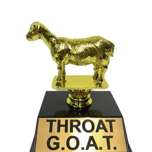 G.O.A.T. Trophy - Gold Sheep Design on Black Base with "THROAT G.O.A.T." Text