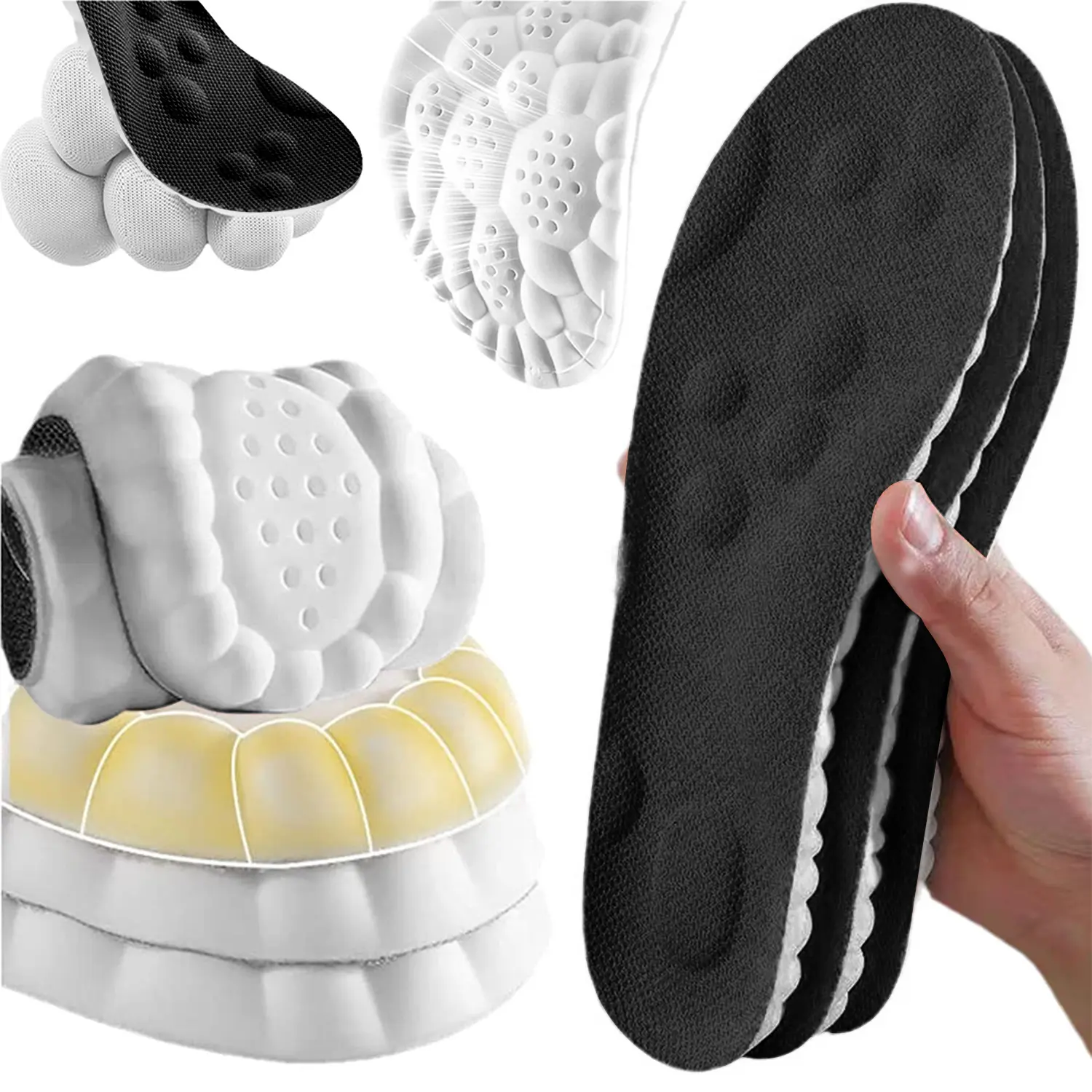 2Pairs Comfort 4D Insoles For Men Women- Soft Breathable Shoe Inserts, Superior Shock Absorption Running Sports Shoes Insoles