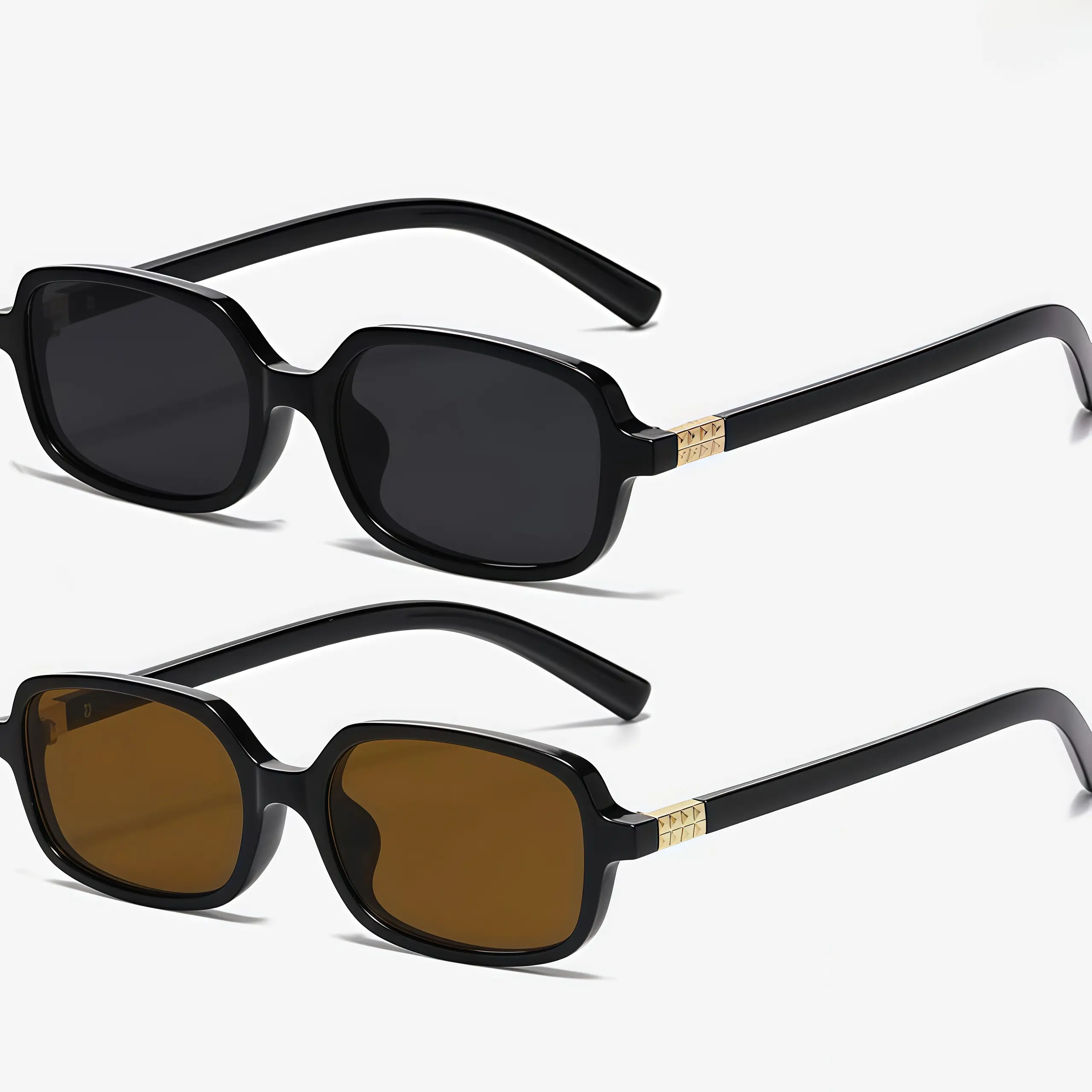 EUNOIALENS Women's 2-Pack Retro Square Sunglasses, 90s Minimalist Style, Lightweight Polycarbonate Frame with UV400 Protection for Small to Medium Faces, Lightweight Design, Clean Rectangular Shape, Sunglasses For Women, Womens Sunglasses, Uv-Protection