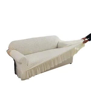 1pc Sofa Cover Set for Cushions, Durable and Washable, High Elasticity Stretch with Skirt, for Sofas and Armchairs in Easy Set Cover, Dustproof Sofa Slipcover