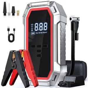 【Fathers Day Gift】Car Jump Starter with Air Compressor, 3000A Peak Car Battery Jump Starter(9.0 Gas/8.0L Diesel), 160PSI 12V Jump Box Car Battery Jumper Starter Portable with Smart Jumper Cables, LED Lights, LCD Display #Summervibes